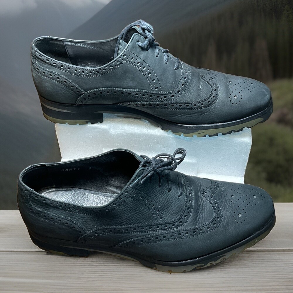 DONALD PLINER Suede Leather Lace Up Wingtip Casual Shoes Men 9 Black MARTY